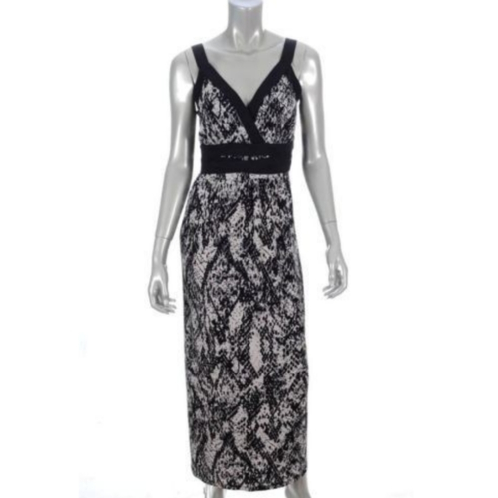 Style & Co Chic Python Sleeveless Maxi Dress Black White 0X